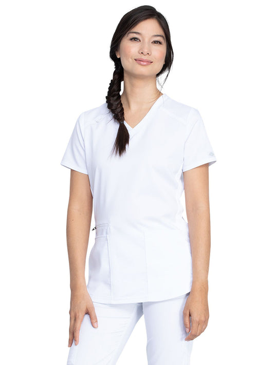 Women's 5-Pocket Rib Knit V-Neck Top - DK875 - White