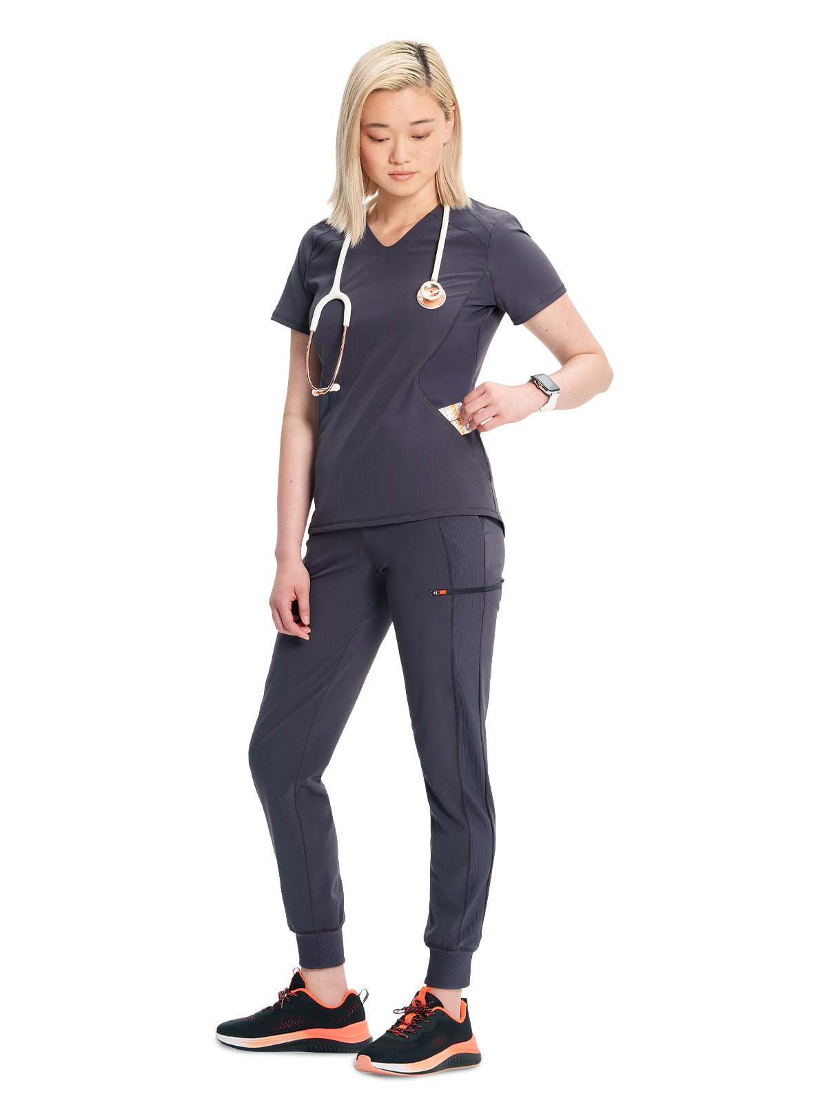 Women's V-Neck Top - IN620A - Pewter