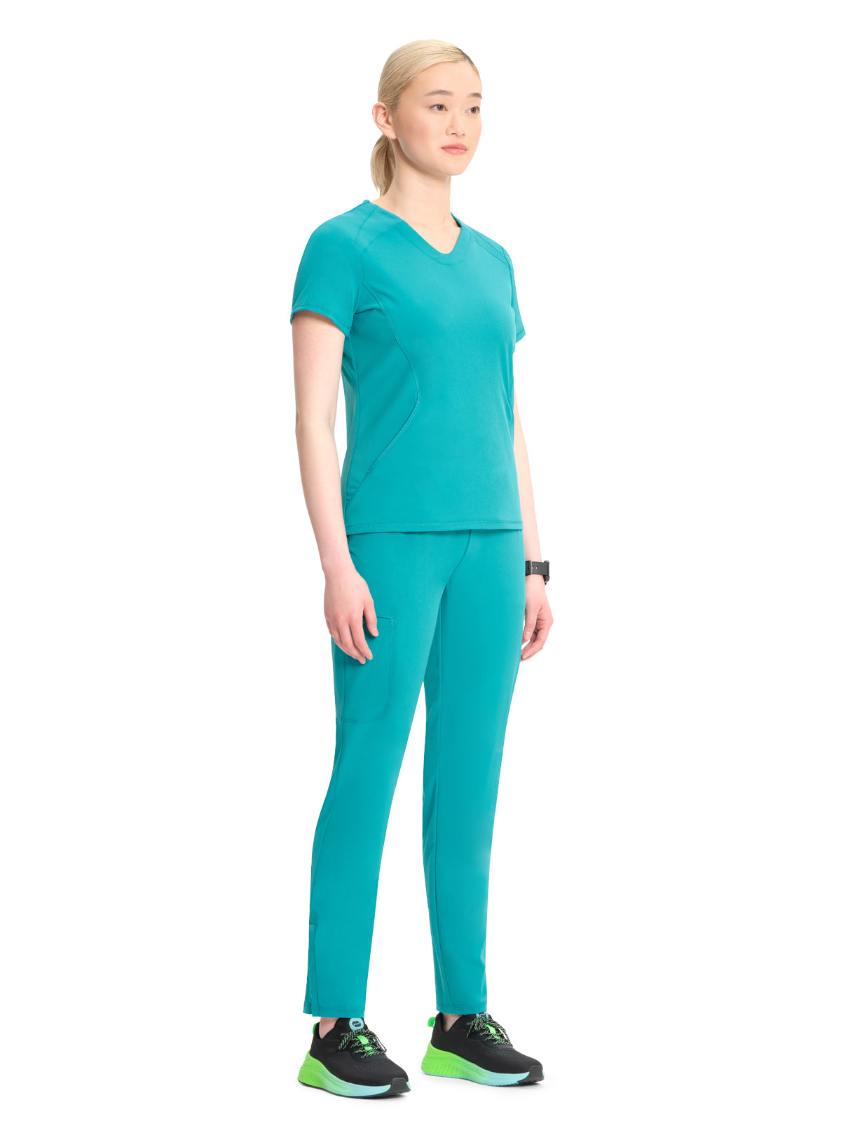 Women's V-Neck Top - IN620A - Teal Blue