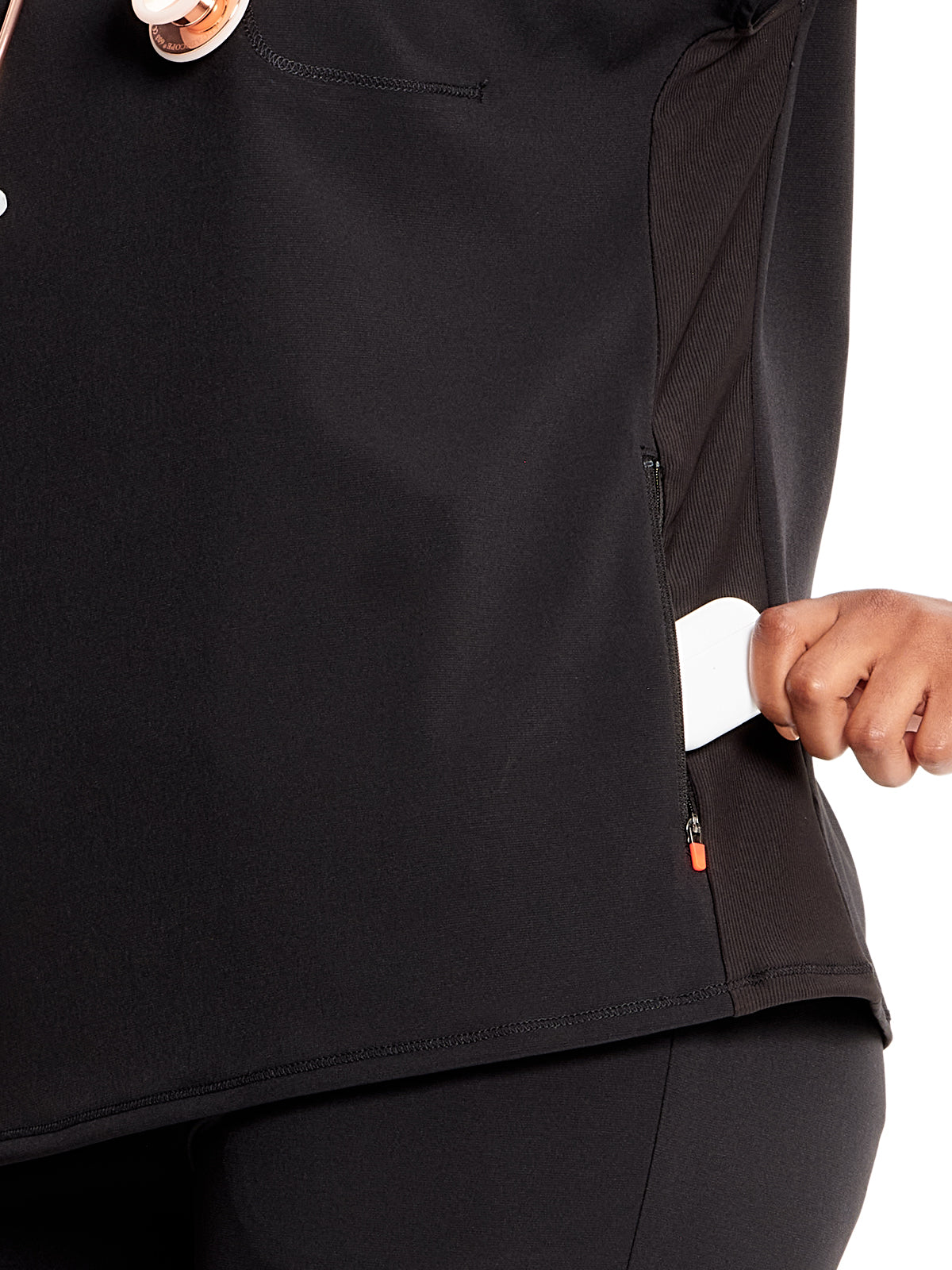 Women's Henley Top - IN622A - Black