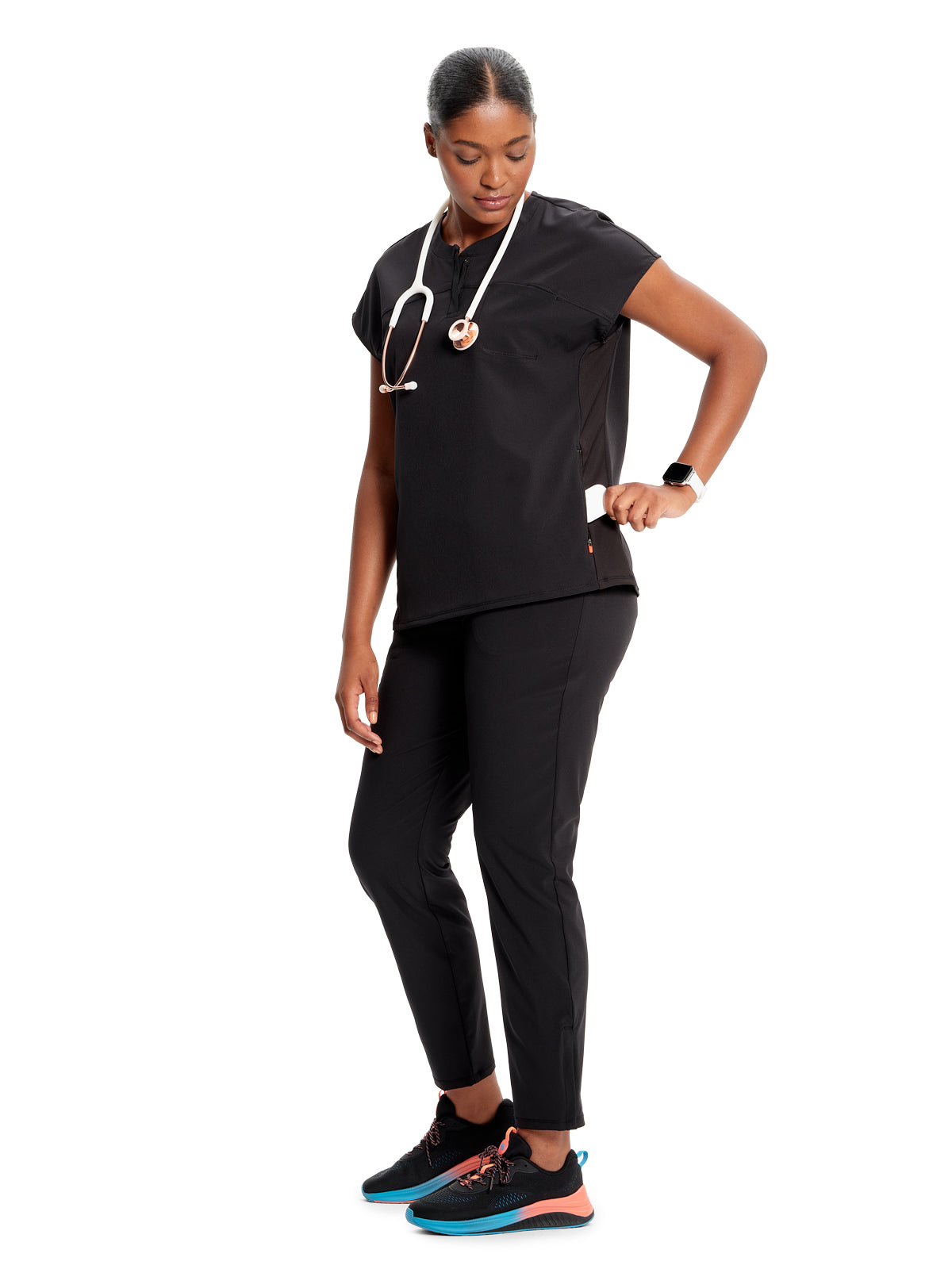 Women's Henley Top - IN622A - Black