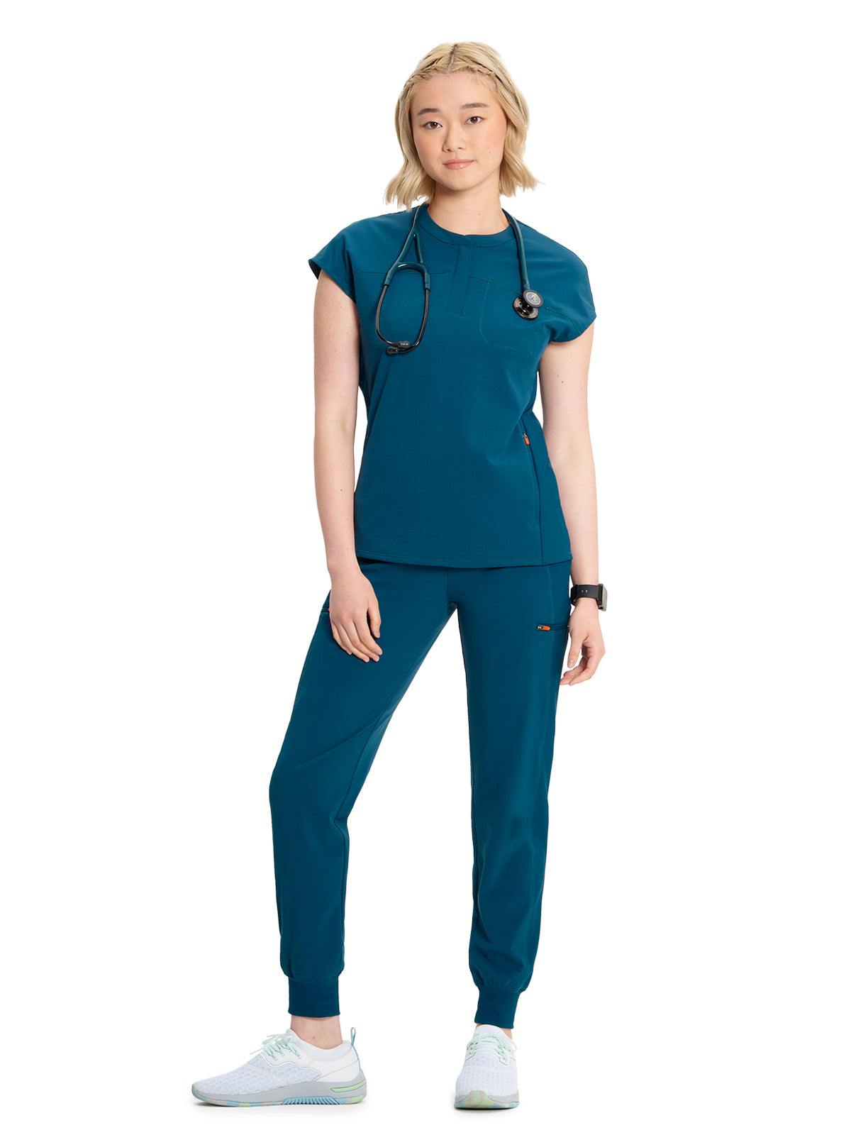 Women's Henley Top - IN622A - Caribbean Blue