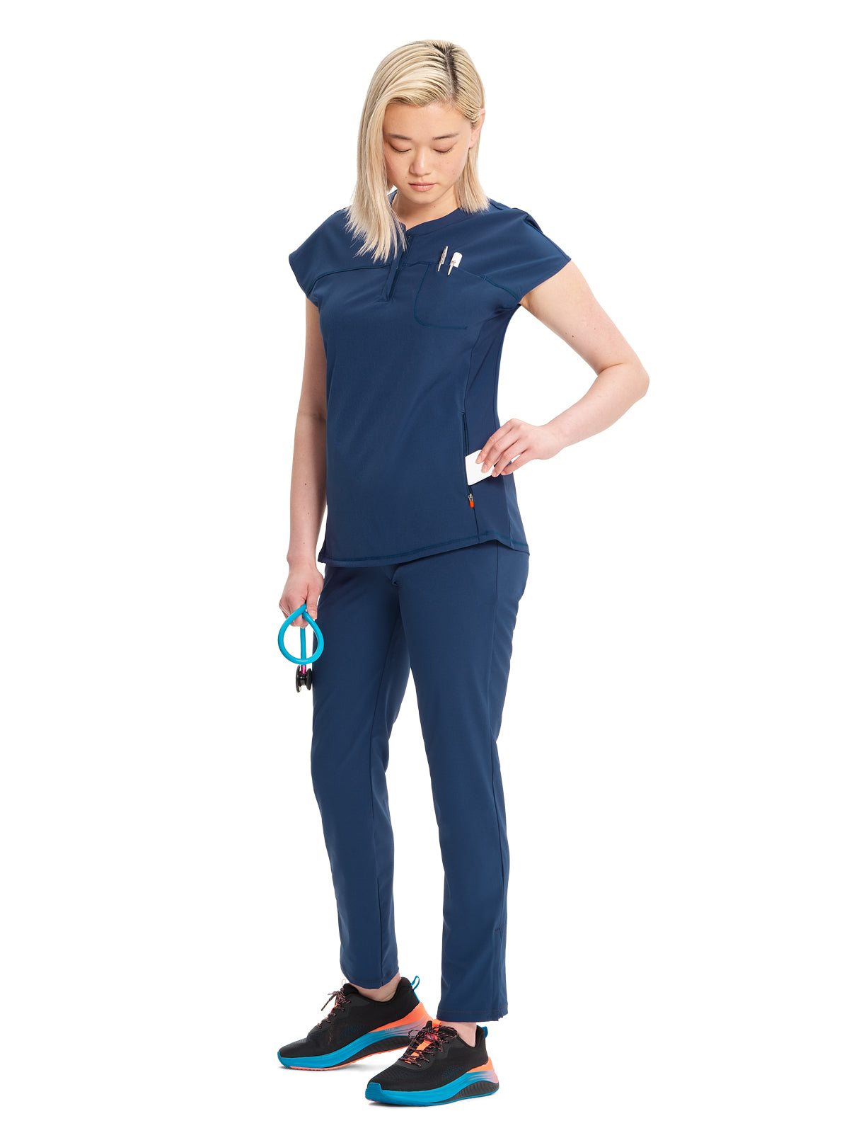 Women's Henley Top - IN622A - Navy
