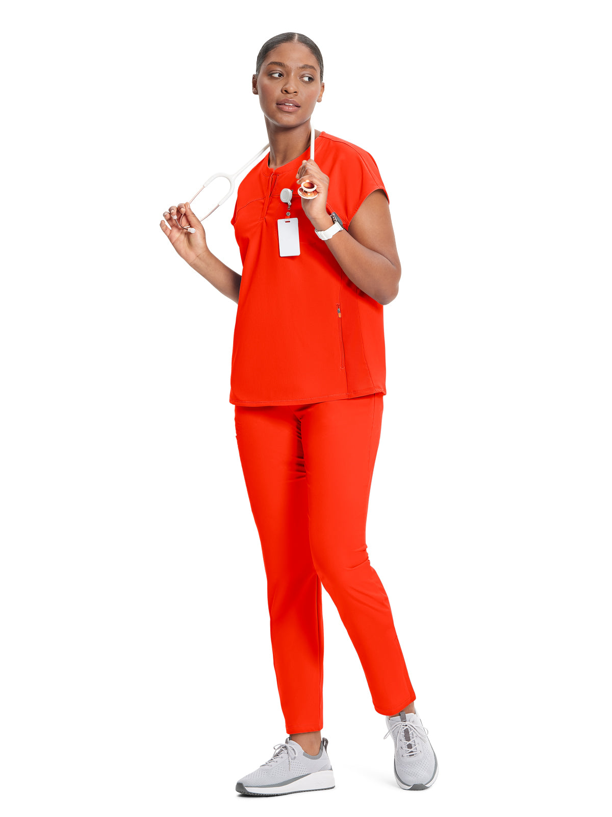 Women's Henley Top - IN622A - Vivid Orange