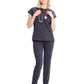 Women's Henley Top - IN622A - Pewter