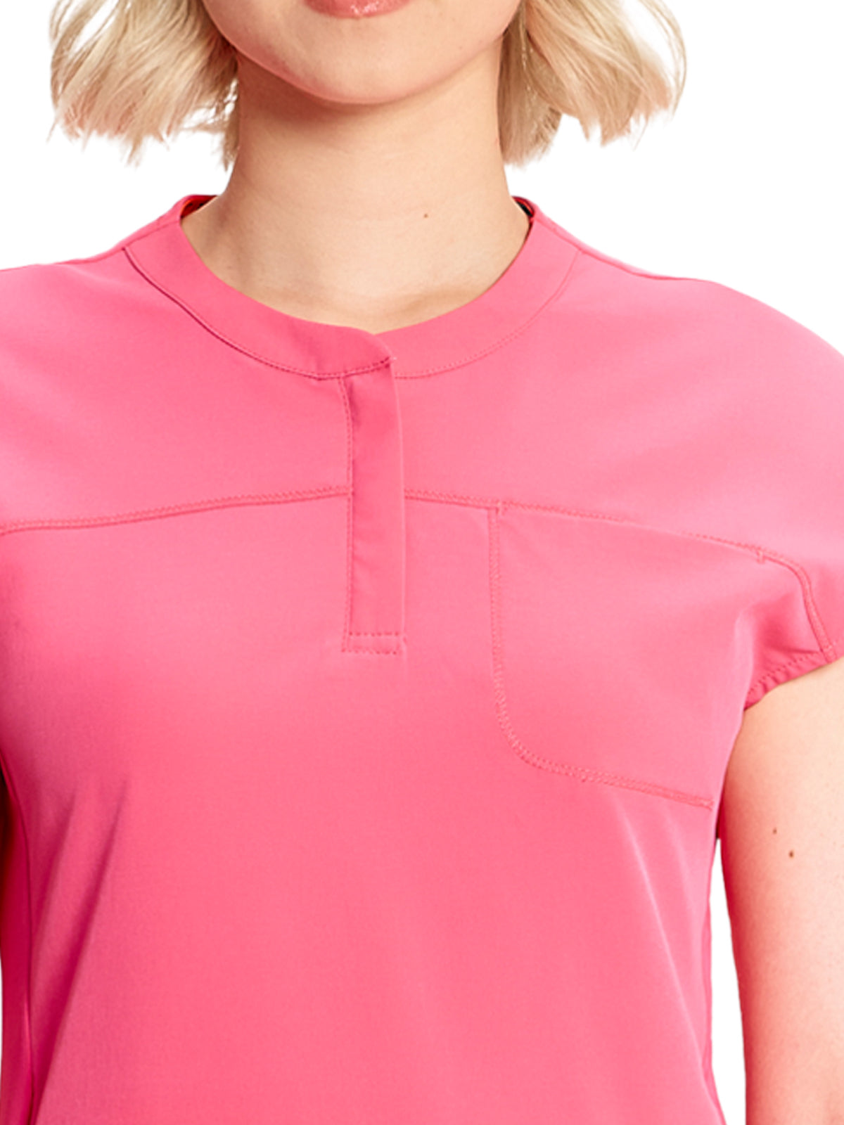 Women's Henley Top - IN622A - Power Pink