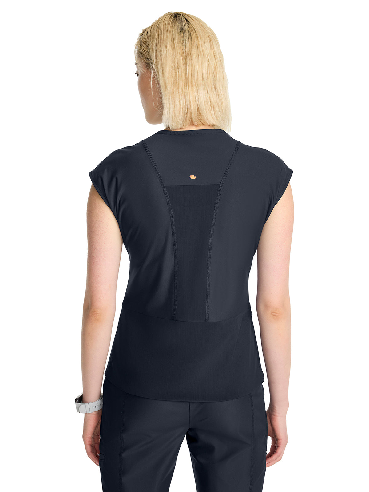Women's 2-Pocket V-Neck Top - IN645A - Pewter