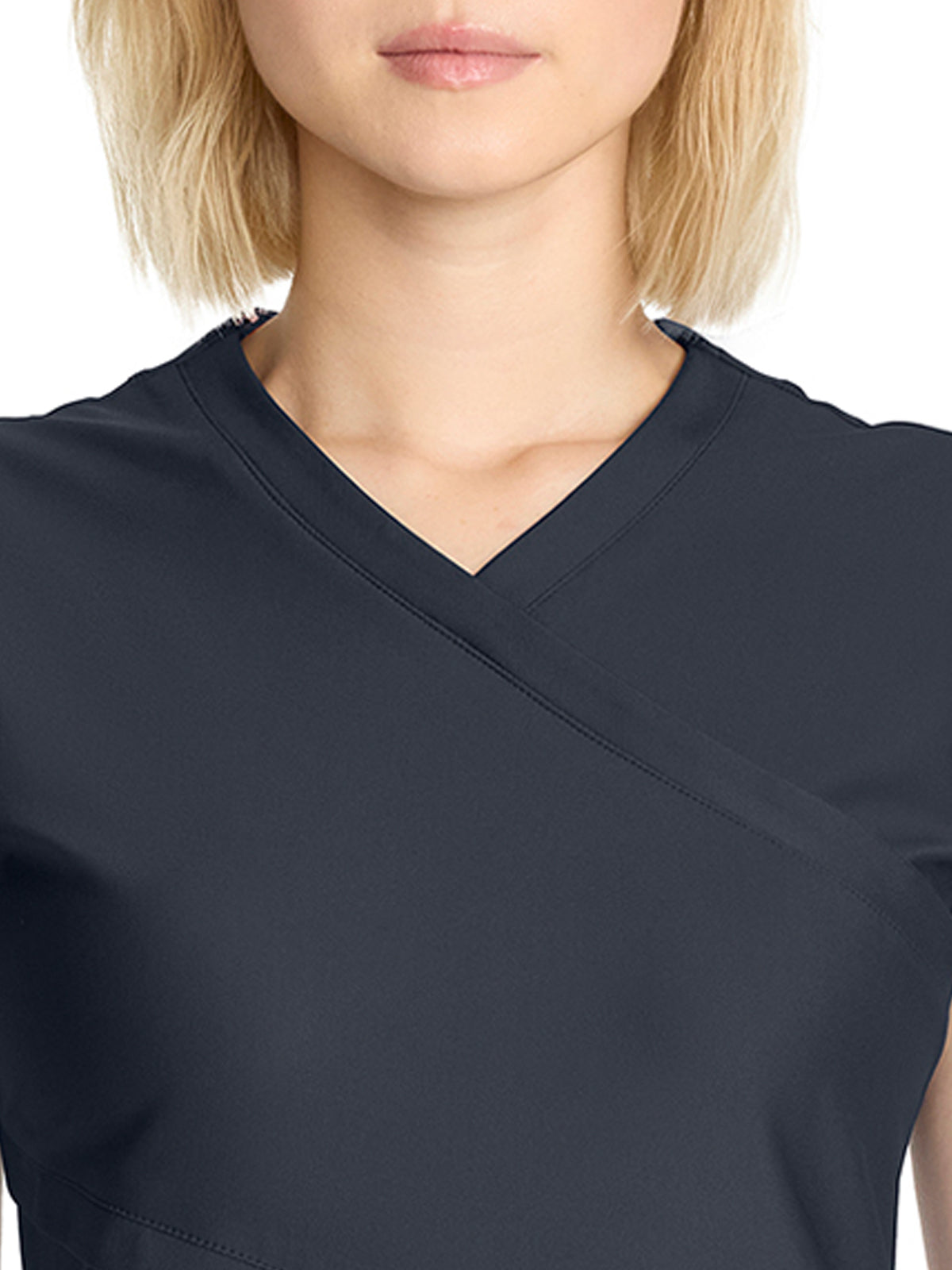 Women's 2-Pocket V-Neck Top - IN645A - Pewter
