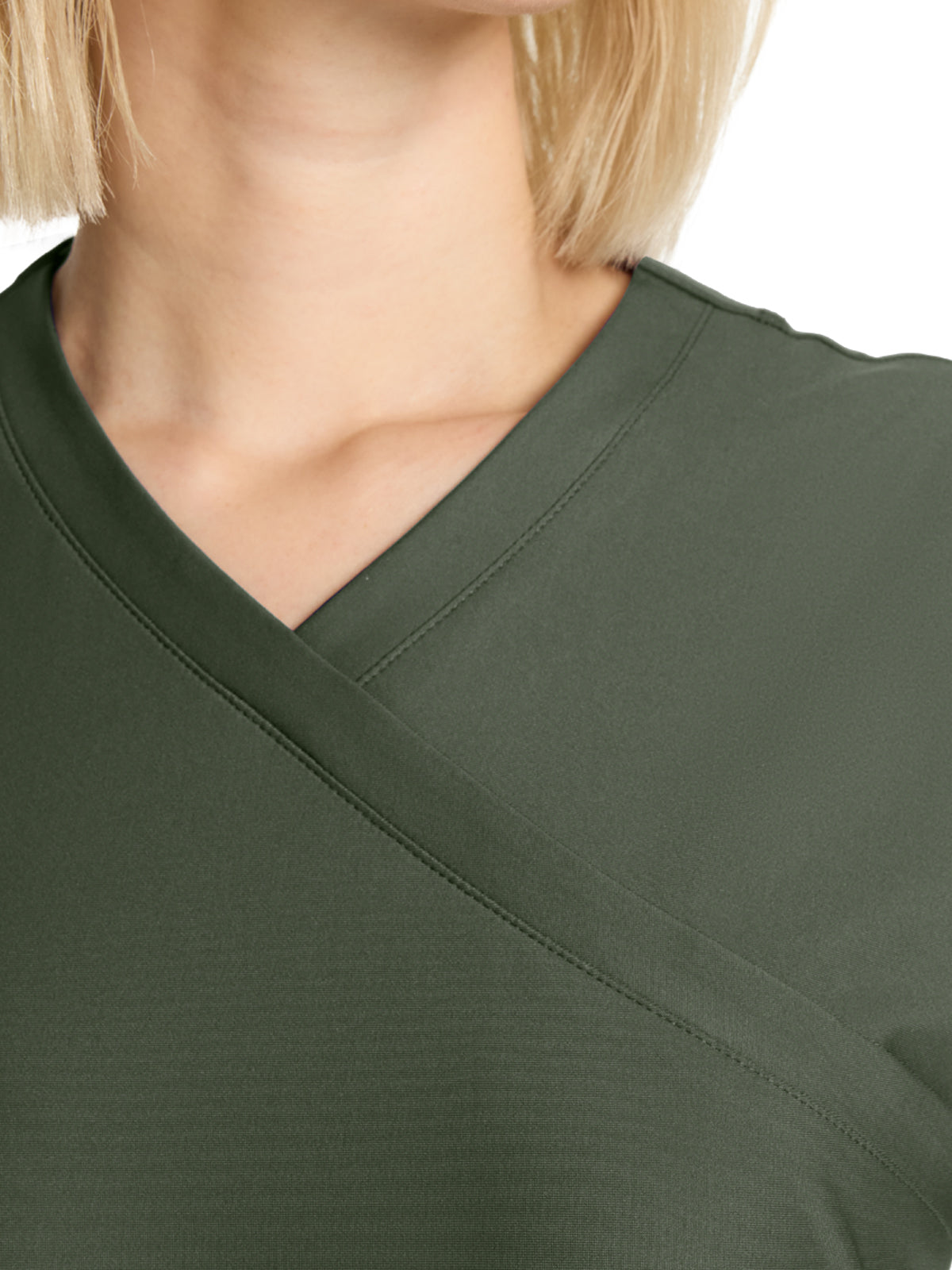 Women's 2-Pocket V-Neck Top - IN645A - Sap Green