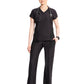 Women's 2-Pocket V-Neck Top - IN706A - Black
