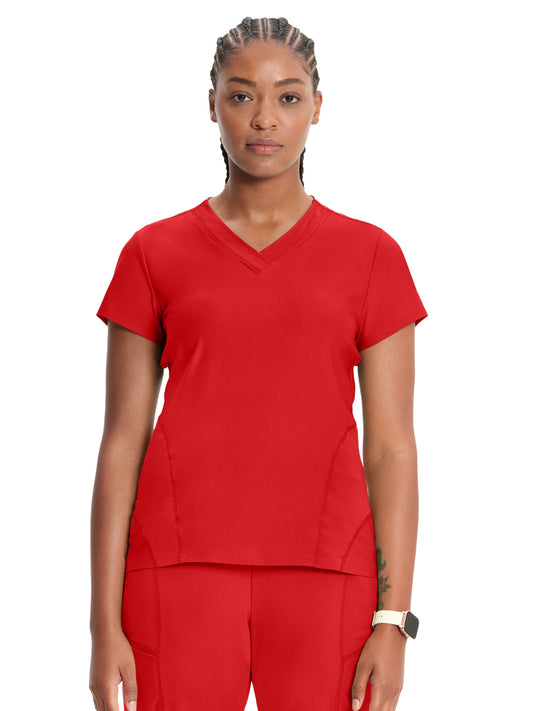 Women's 2-Pocket V-Neck Top - IN706A - Fire Bird
