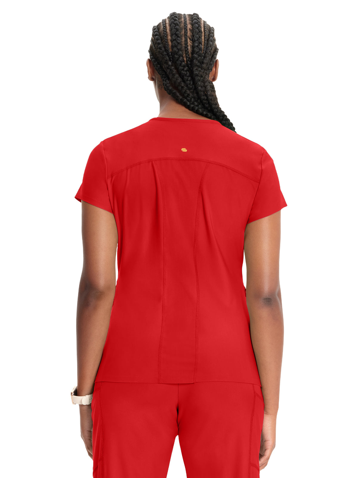 Women's 2-Pocket V-Neck Top - IN706A - Fire Bird