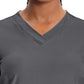Women's 2-Pocket V-Neck Top - IN706A - Pewter