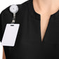 Women's 2-Pocket Henley Top - IN811A - Black