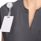 Women's 2-Pocket Henley Top - IN811A - Pewter