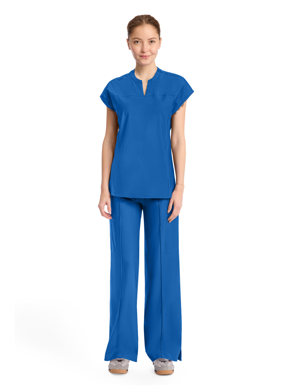Women's 2-Pocket Henley Top - IN811A - Royal