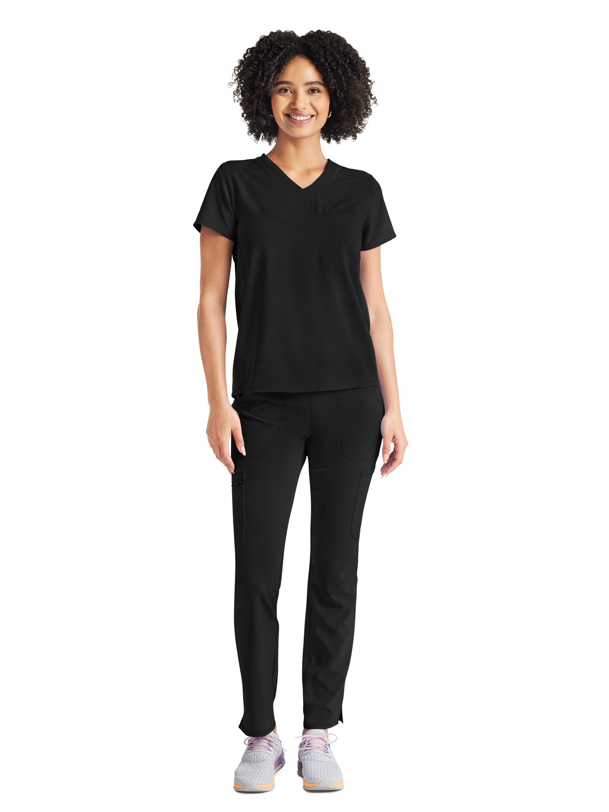 Women's 2-Pocket Tuckable V-Neck Top - IP600A - Black