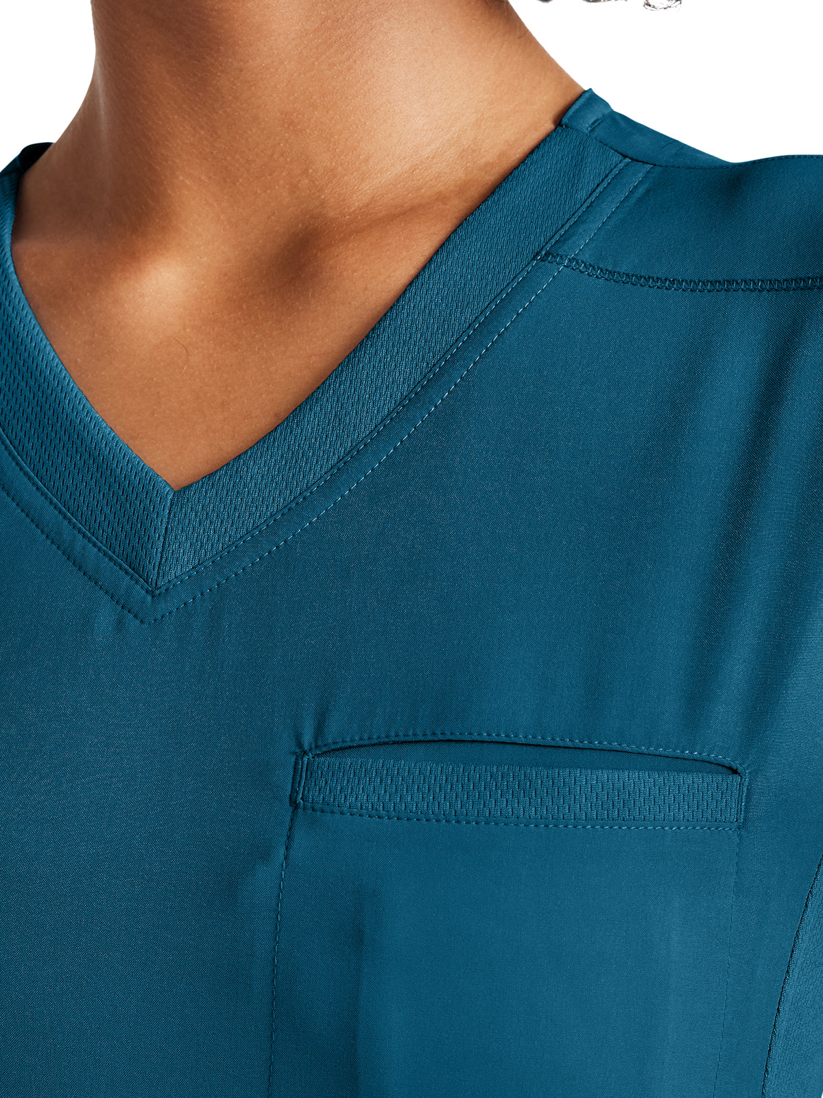 Women's 2-Pocket Tuckable V-Neck Top - IP600A - Caribbean Blue