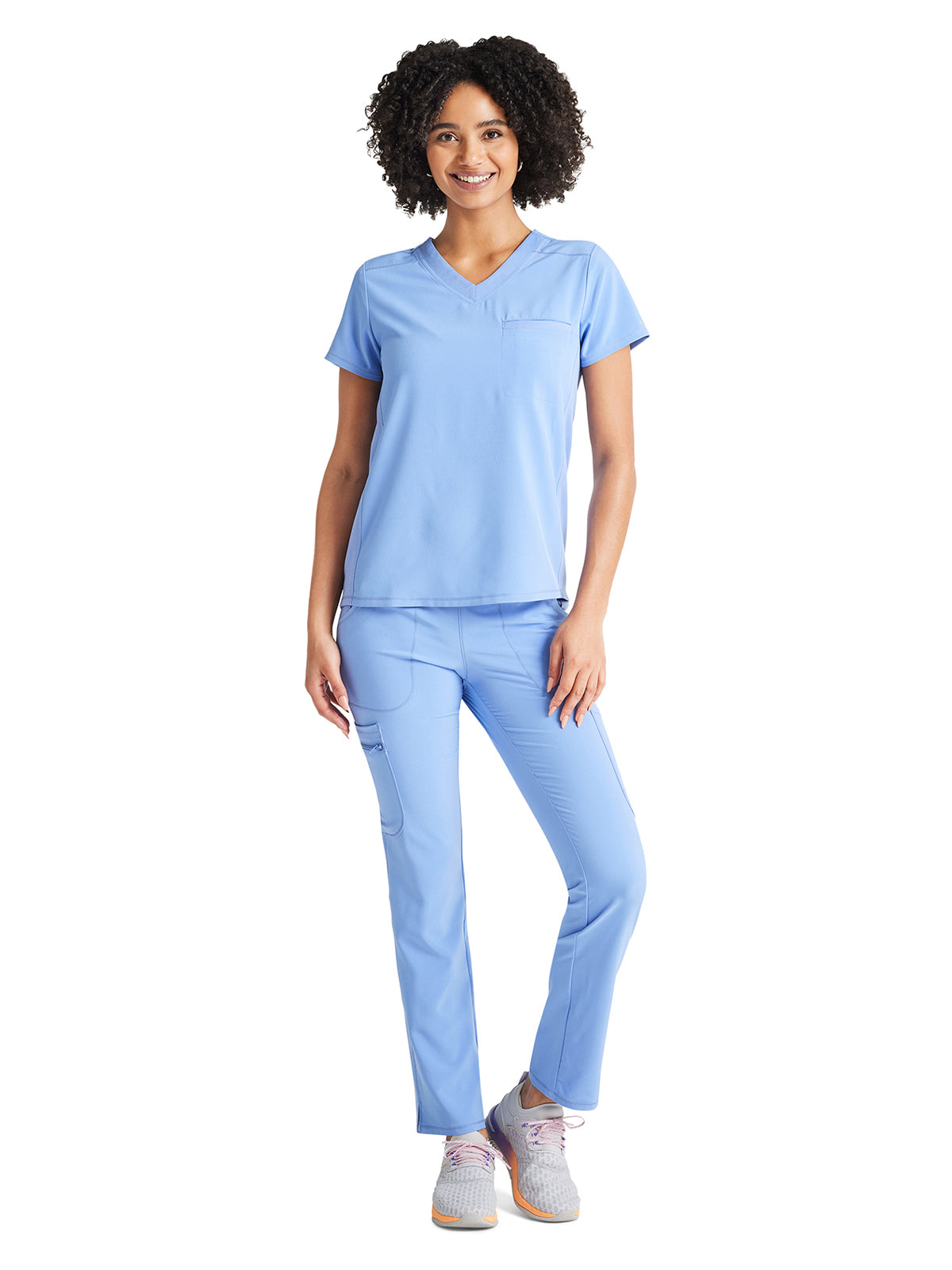 Women's 2-Pocket Tuckable V-Neck Top - IP600A - Ciel