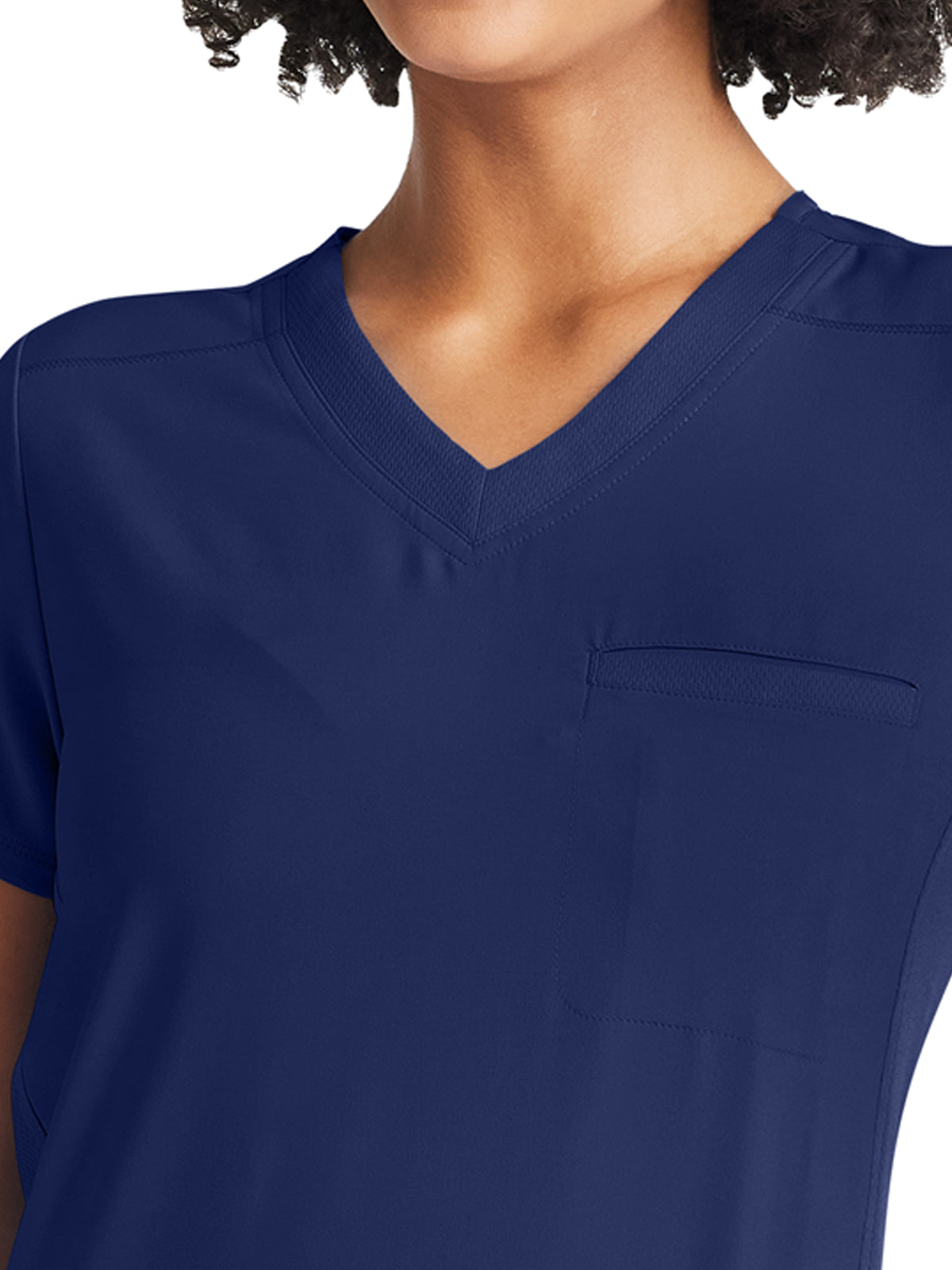 Women's 2-Pocket Tuckable V-Neck Top - IP600A - Navy
