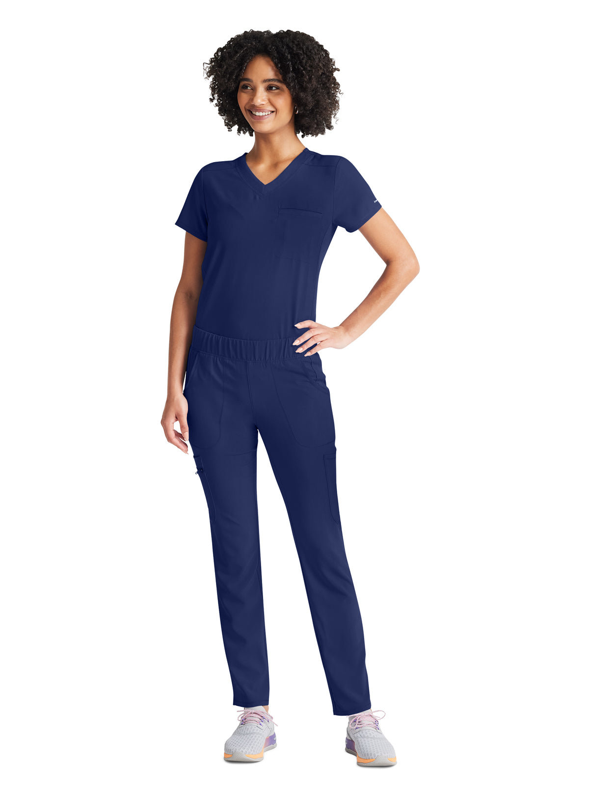 Women's 2-Pocket Tuckable V-Neck Top - IP600A - Navy