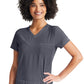 Women's 2-Pocket Tuckable V-Neck Top - IP600A - Pewter