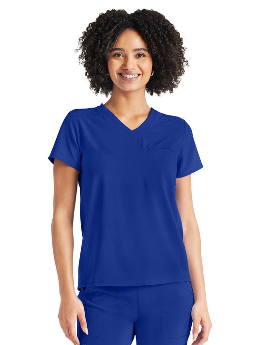 Women's 2-Pocket Tuckable V-Neck Top - IP600A - Royal