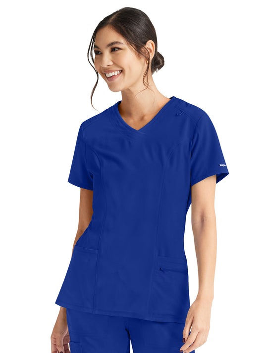 Women's 4-Pocket V-Neck Top - IP727A - Royal