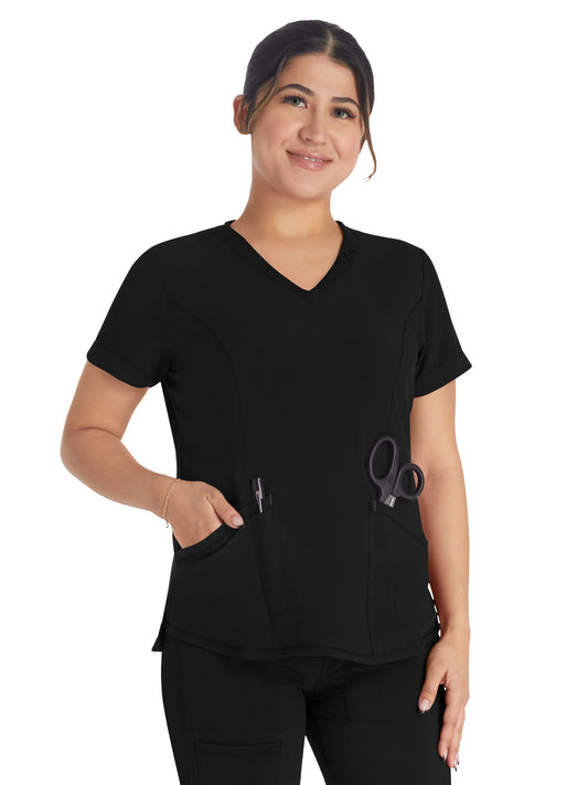 Women's 3-Pocket V-Neck Top - IP790A - Black