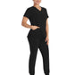 Women's 3-Pocket V-Neck Top - IP790A - Black