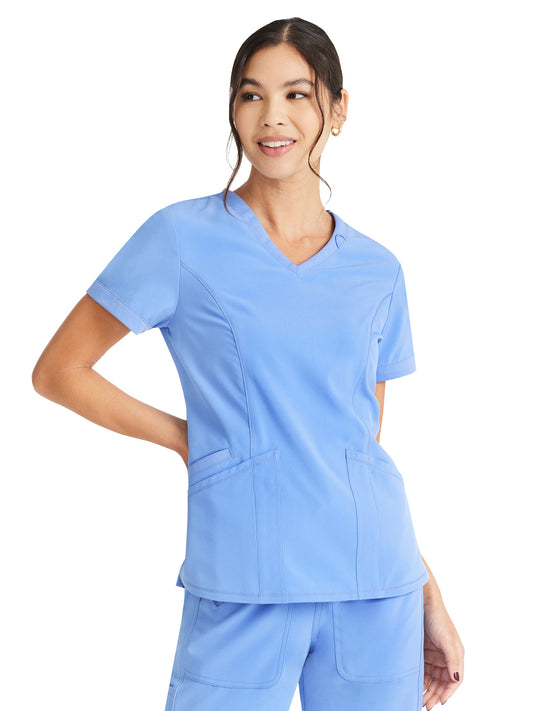 Women's 3-Pocket V-Neck Top - IP790A - Ciel