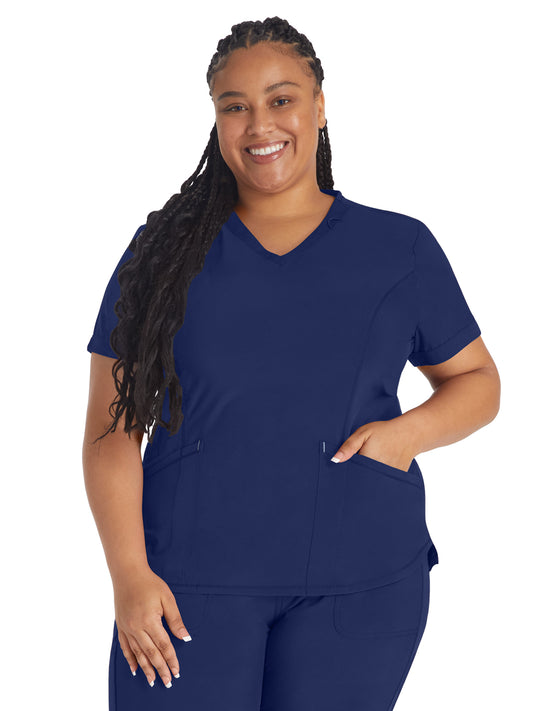 Women's 3-Pocket V-Neck Top - IP790A - Navy