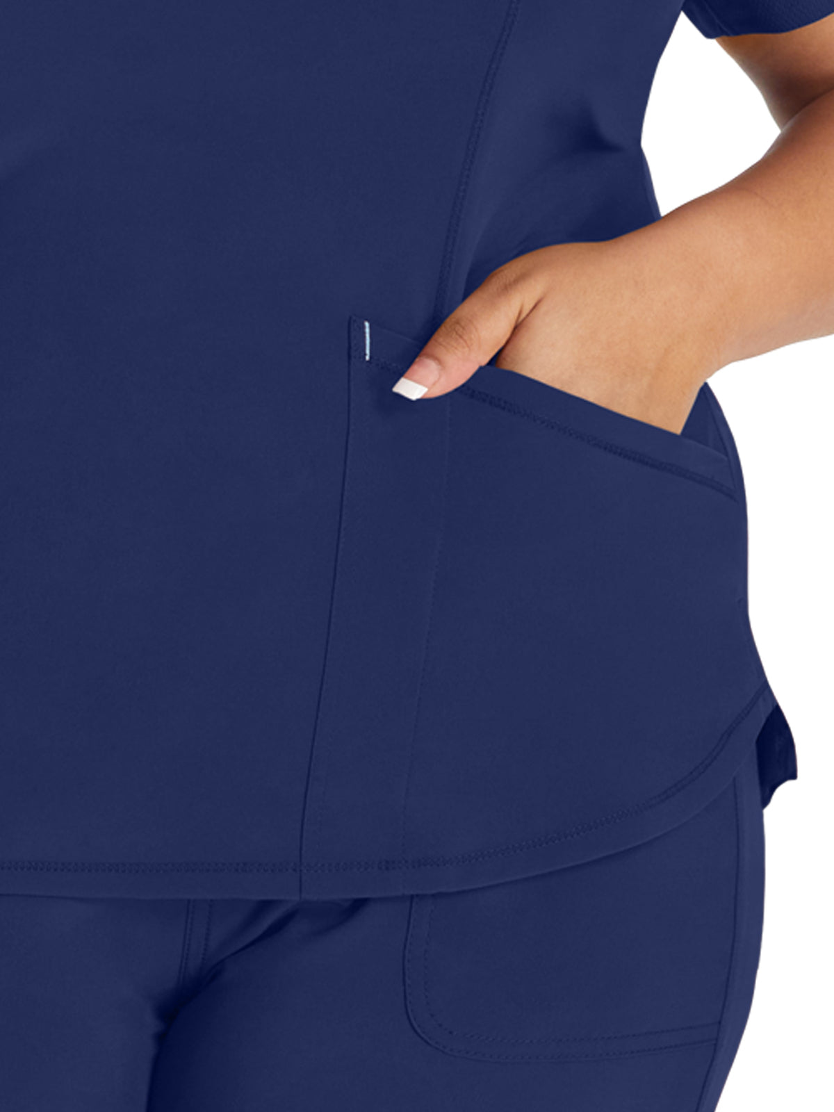 Women's 3-Pocket V-Neck Top - IP790A - Navy