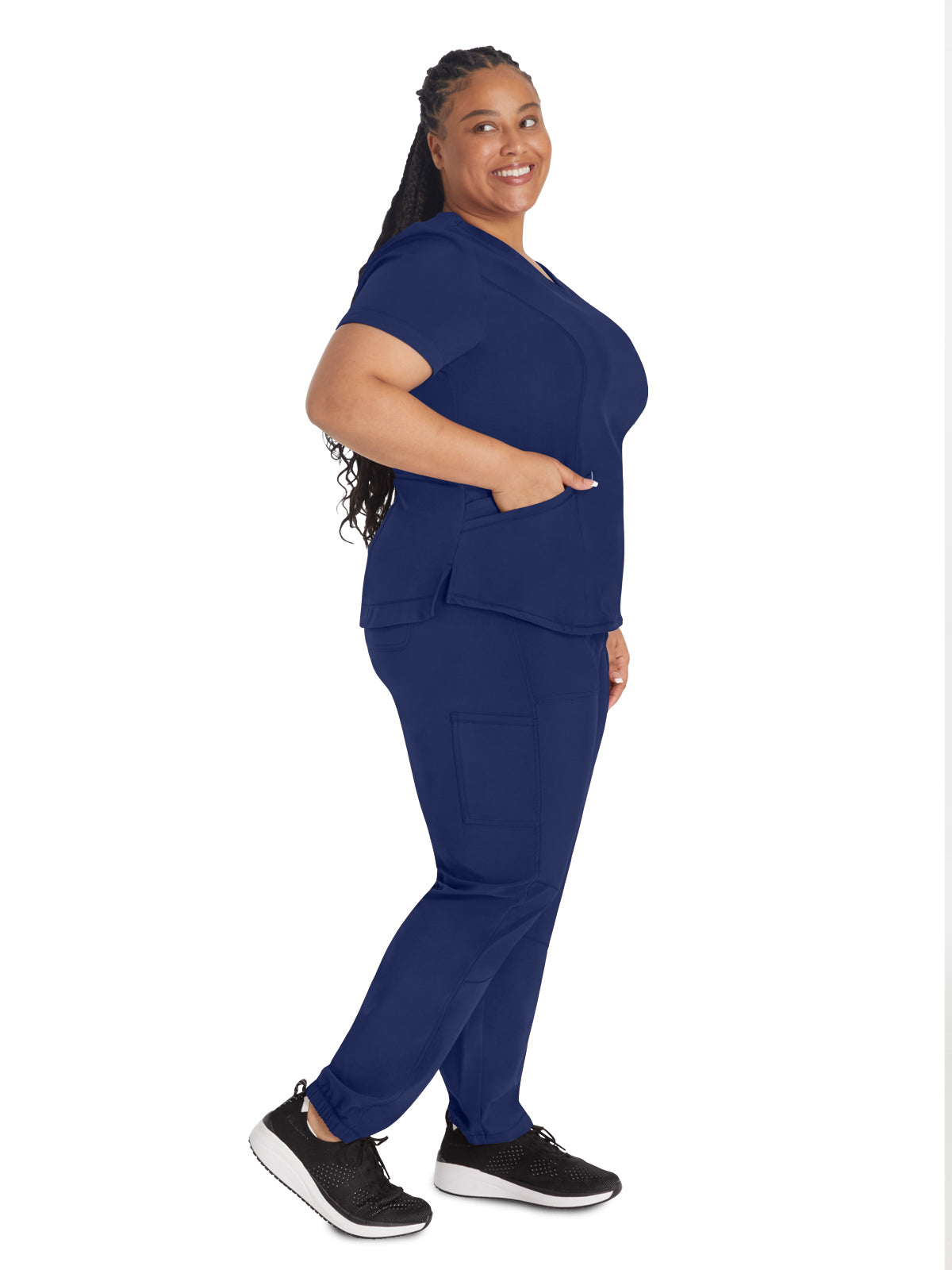 Women's 3-Pocket V-Neck Top - IP790A - Navy