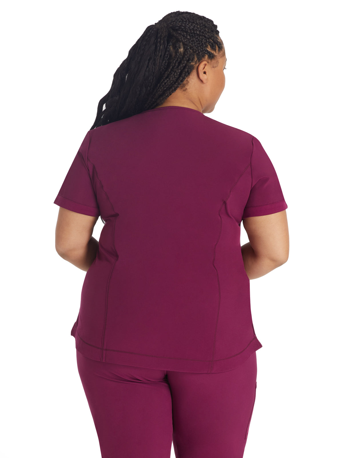 Women's 3-Pocket V-Neck Top - IP790A - Wine