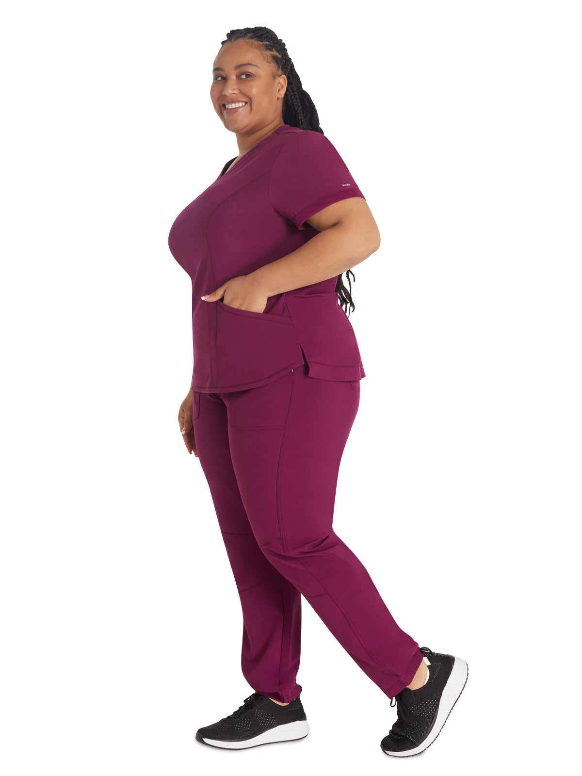 Women's 3-Pocket V-Neck Top - IP790A - Wine