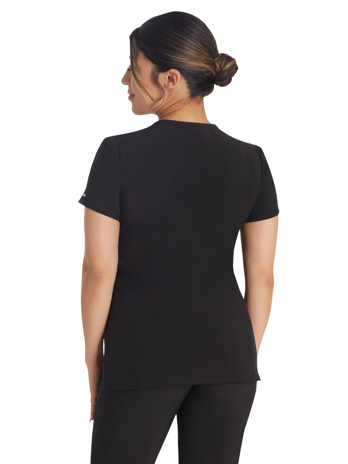 Women's 4-Pocket Cross-Over V-Neck Top - IP845A - Black