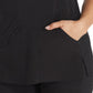 Women's 4-Pocket Cross-Over V-Neck Top - IP845A - Black