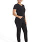 Women's 4-Pocket Cross-Over V-Neck Top - IP845A - Black