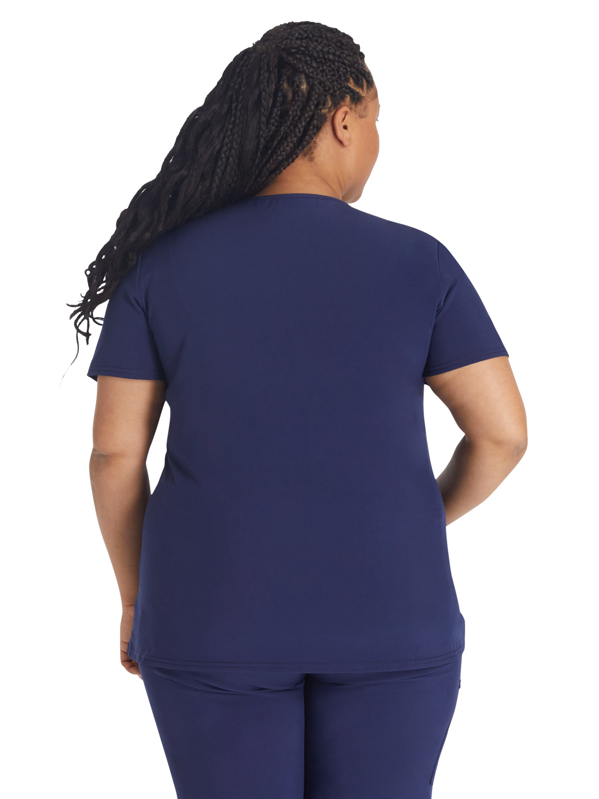 Women's 4-Pocket Cross-Over V-Neck Top - IP845A - Navy