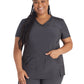 Women's 4-Pocket Cross-Over V-Neck Top - IP845A - Pewter