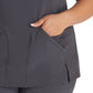 Women's 4-Pocket Cross-Over V-Neck Top - IP845A - Pewter