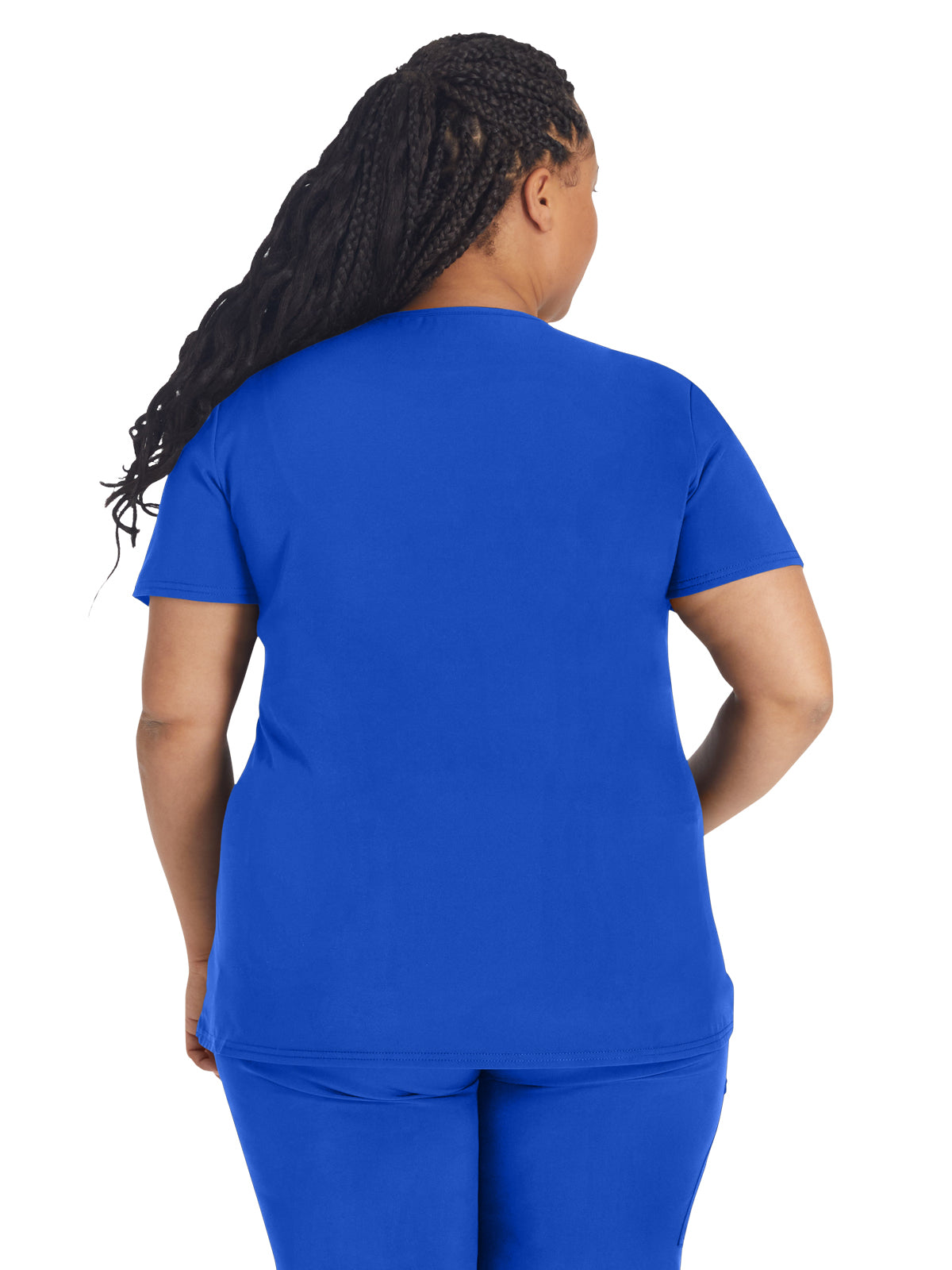 Women's 4-Pocket Cross-Over V-Neck Top - IP845A - Royal