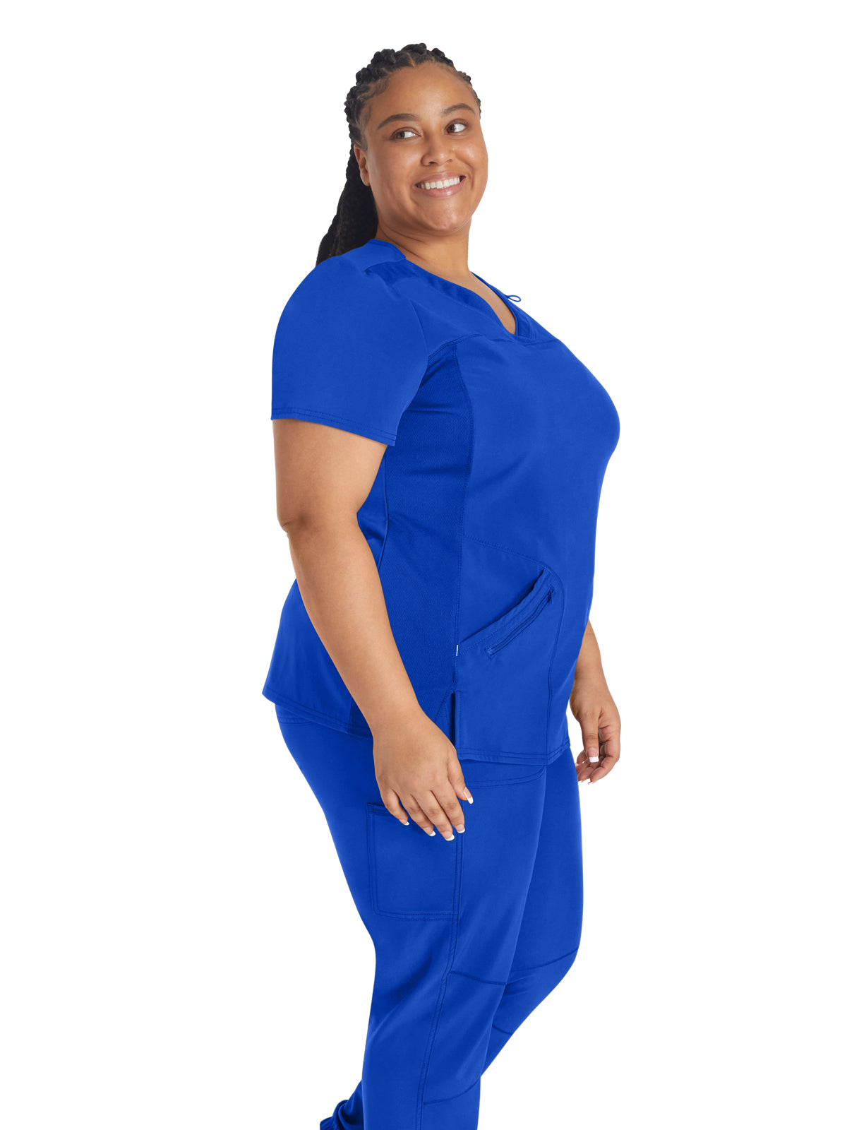 Women's 4-Pocket Cross-Over V-Neck Top - IP845A - Royal