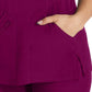 Women's 4-Pocket Cross-Over V-Neck Top - IP845A - Wine