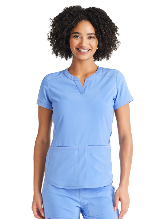 Women's 3-Pocket Henley Top - IP849A - Ciel