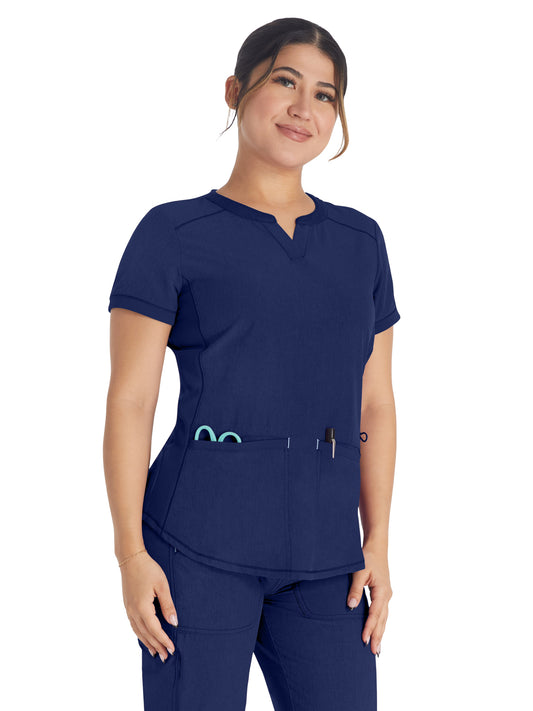Women's 3-Pocket Henley Top - IP849A - Navy