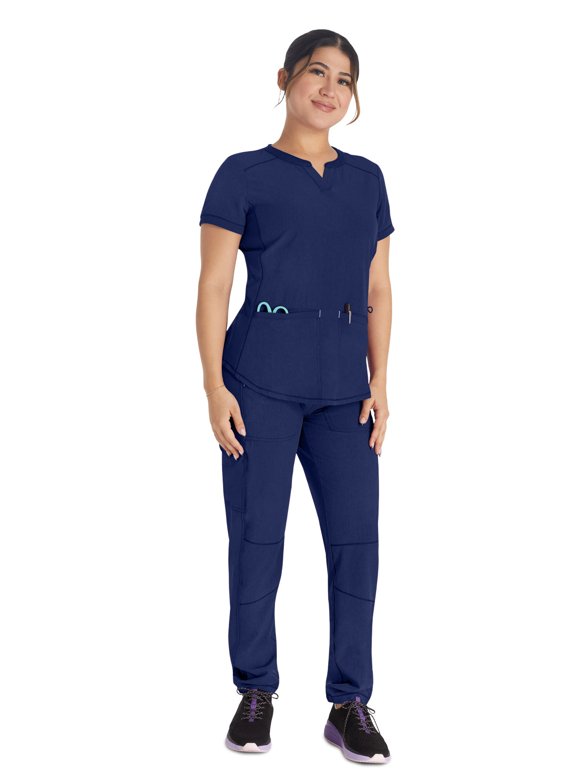 Women's 3-Pocket Henley Top - IP849A - Navy