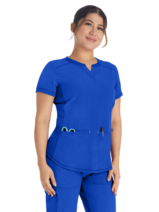 Women's 3-Pocket Henley Top - IP849A - Royal
