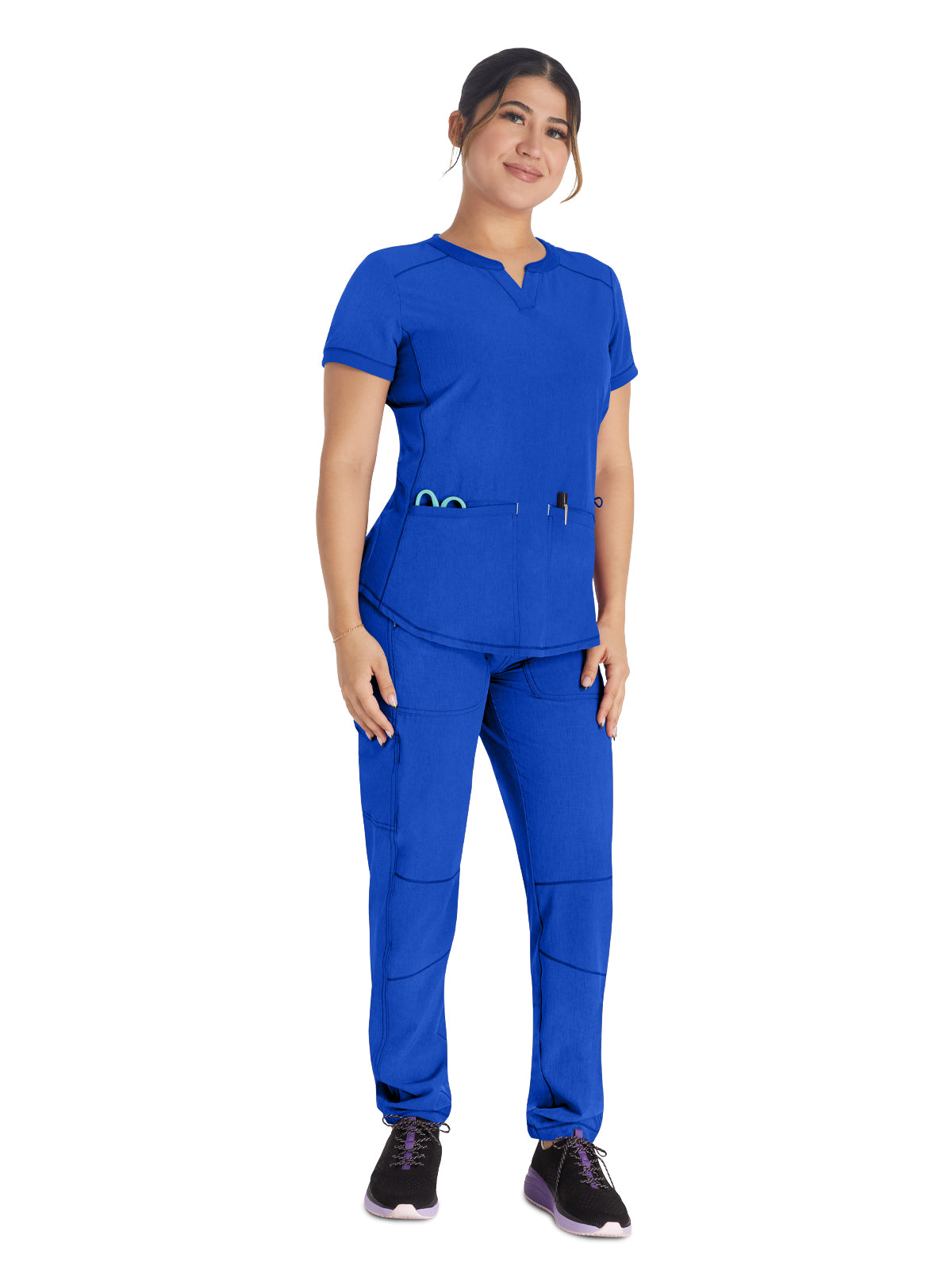 Women's 3-Pocket Henley Top - IP849A - Royal